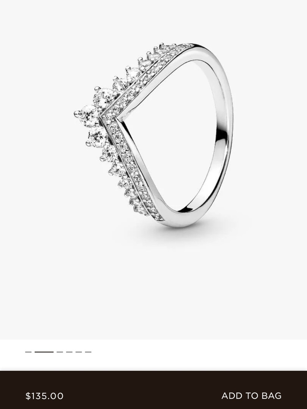 Pandora Princess Wishbone Ring size 6